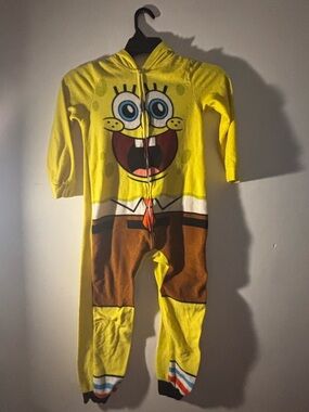 SpongeBob Squarepants Bright Yellow Hooded Kids One-Piece Footie